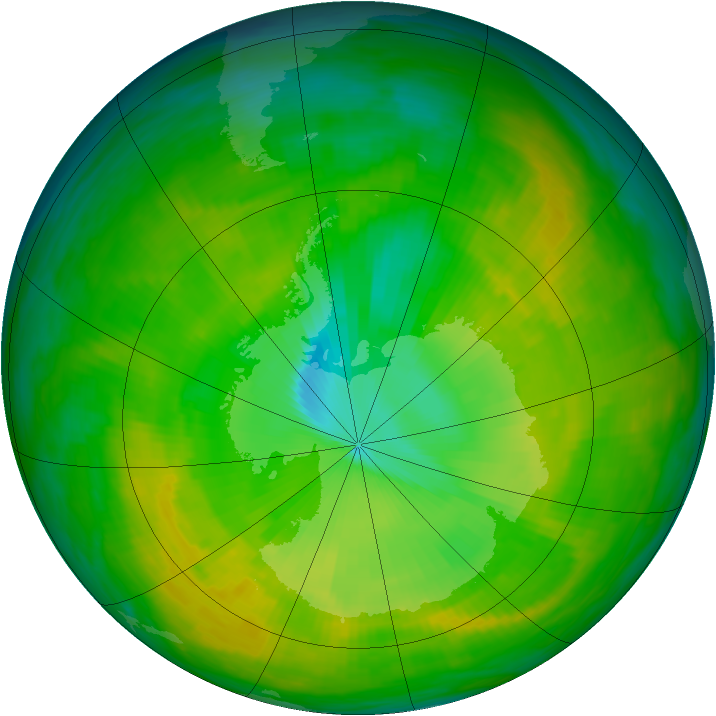 Antarctic ozone map for 26 November 1982